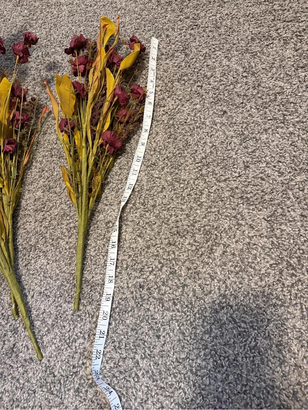Faux Autumn Floral Spray Bouquet - Yellow and Burgundy